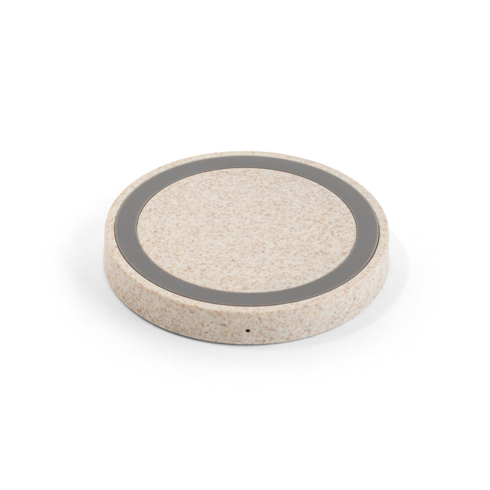 Carregador por indução (wireless) super-rápido (15W) em ABS e fibra de palha de trigo