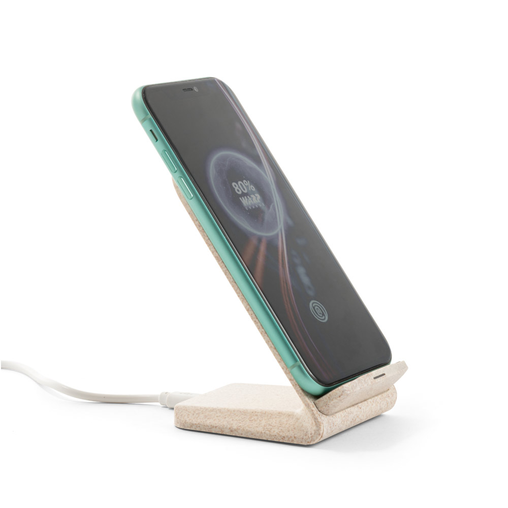 Suporte para celular com carregador por indução (wireless) super-rápido em fibra de palha de trigo e ABS
