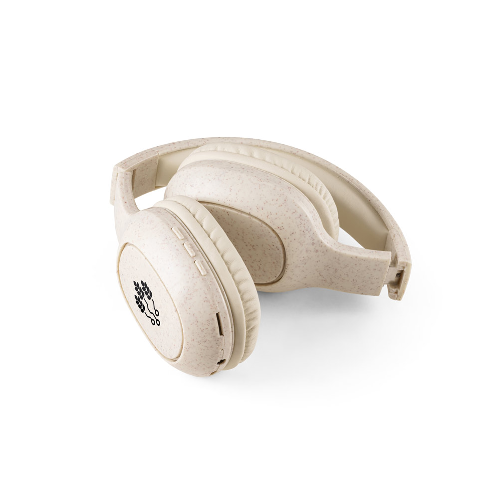 Fones de ouvido wireless dobráveis em fibra de palha de trigo e ABS com autonomia de 13h