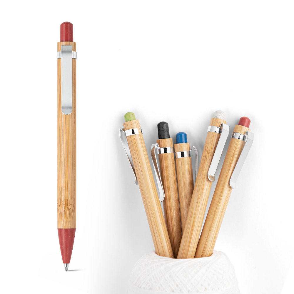 Caneta Esferográfica em bambu e clipe em metal