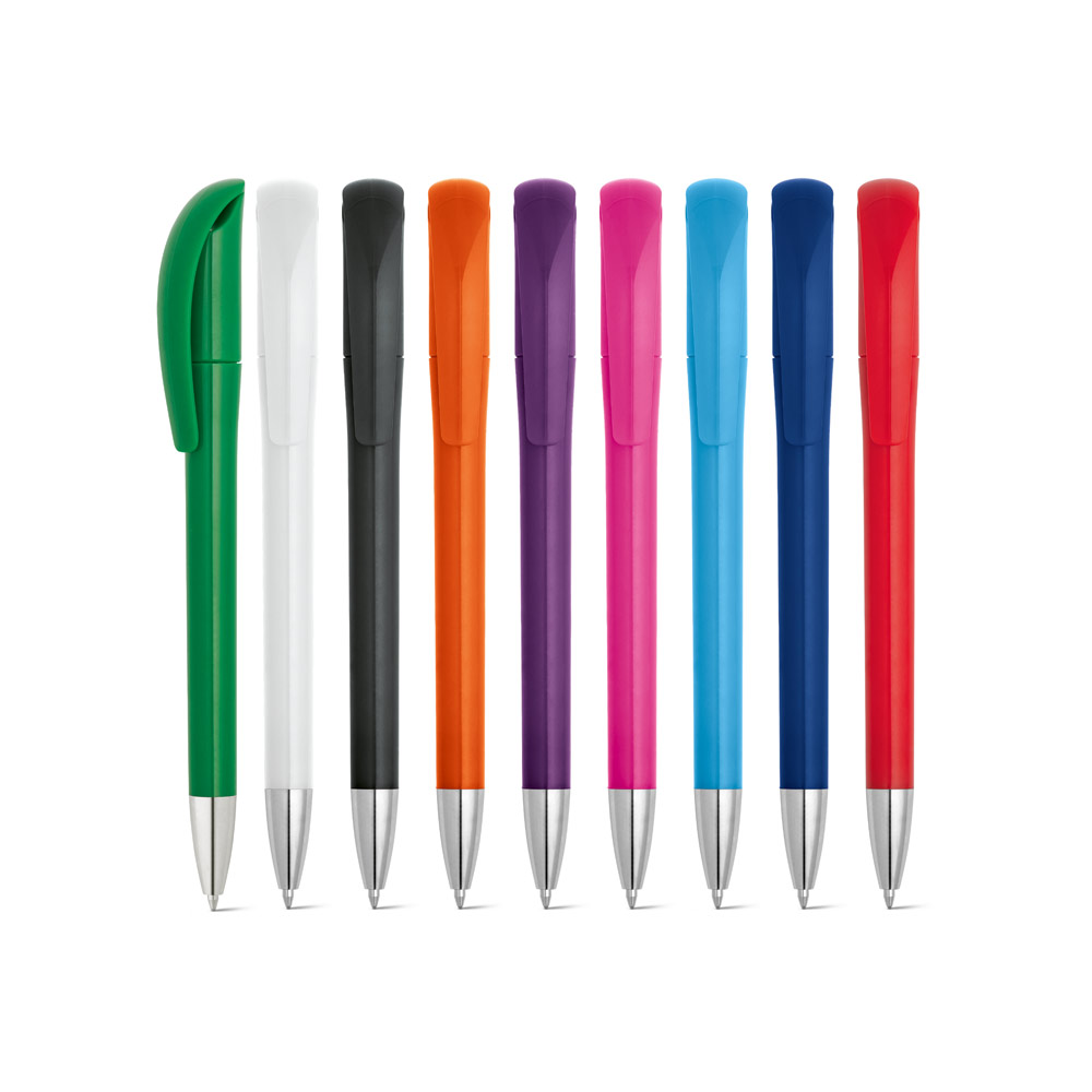 Caneta Esferográfica em ABS com acabamento brilhante e escrita em azul