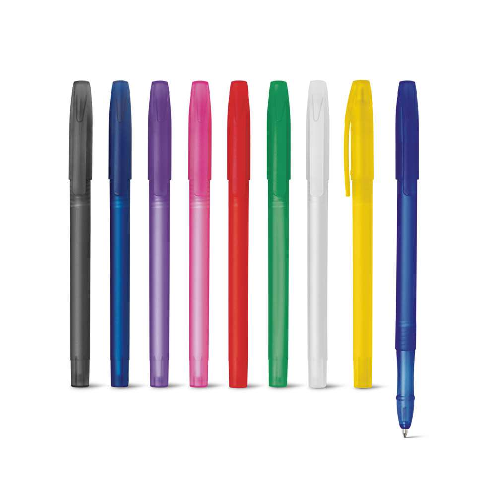 Caneta Esferográfica em PP com acabamento frost e escrita em azul