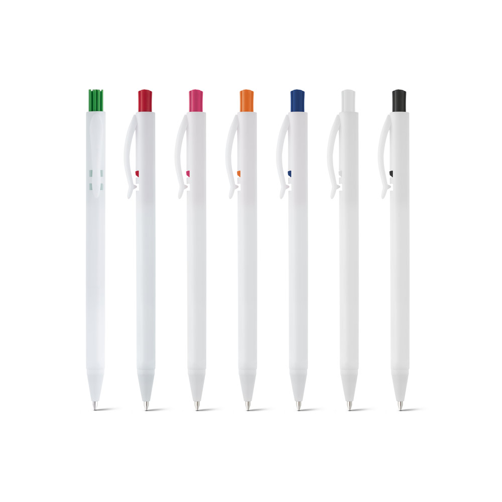 Caneta Esferográfica em ABS com acabamento brilhante e escrita em azul