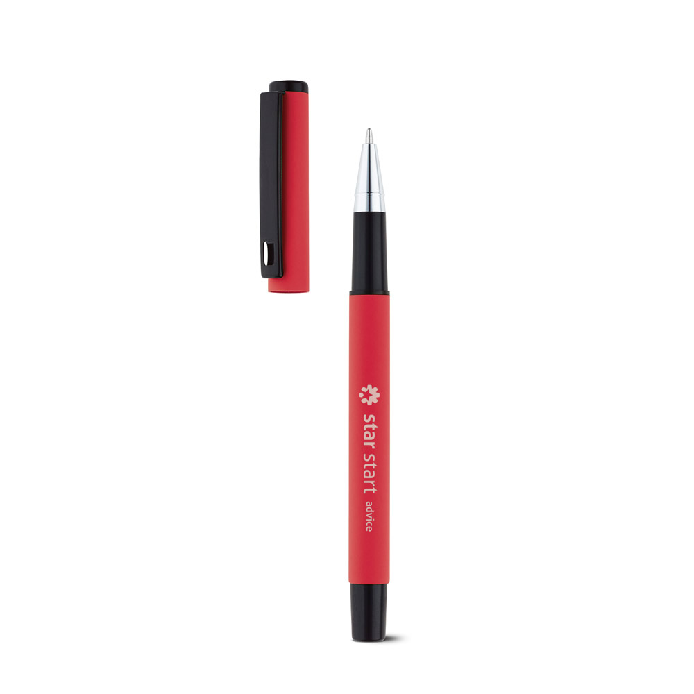 Caneta Roller em alumínio com escrita em preto