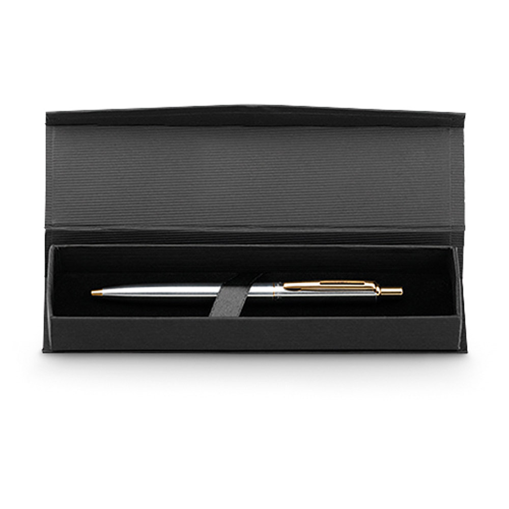 Caneta Esferográfica em metal com corpo brilhante e clipe