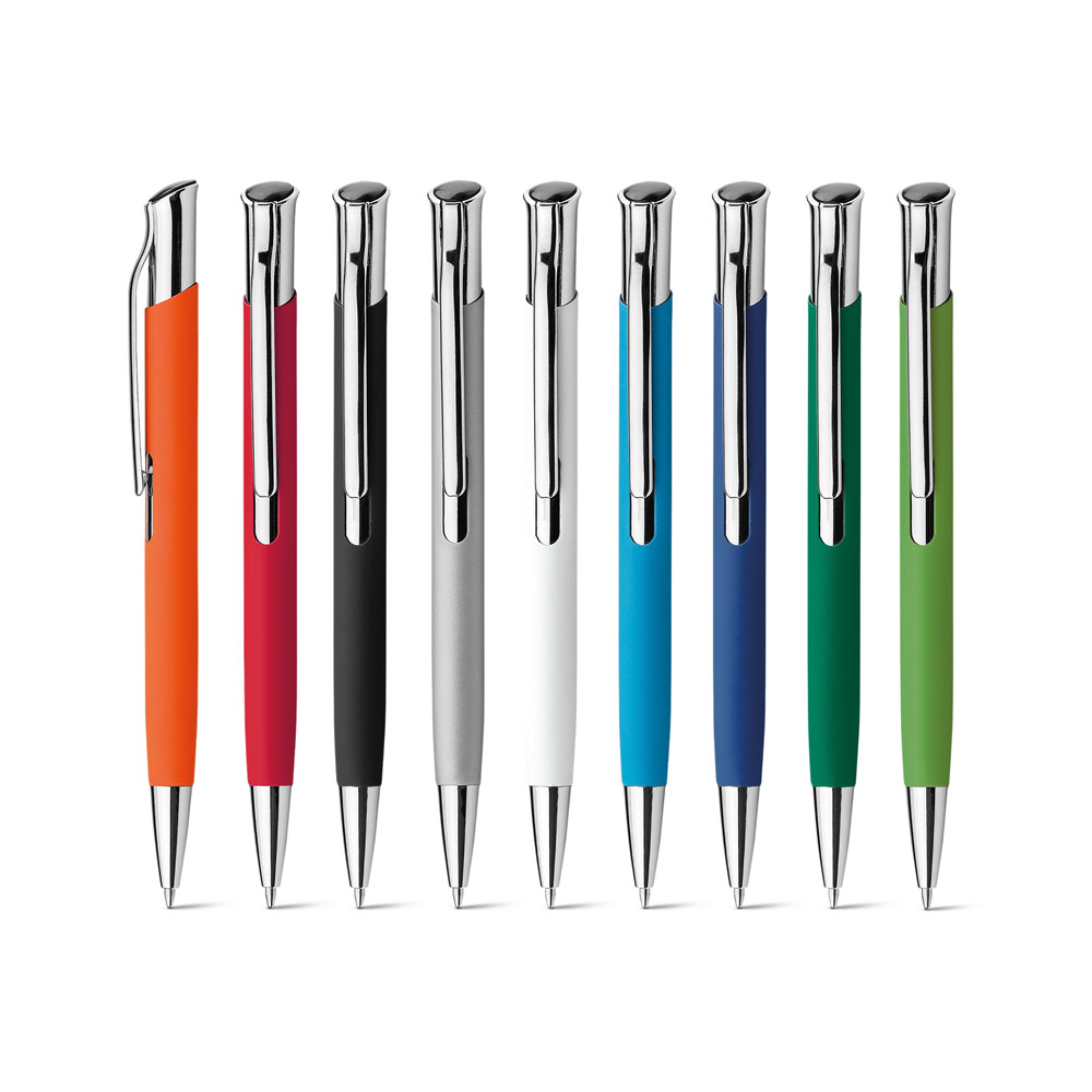 Caneta Esferográfica em alumínio com escrita em azul