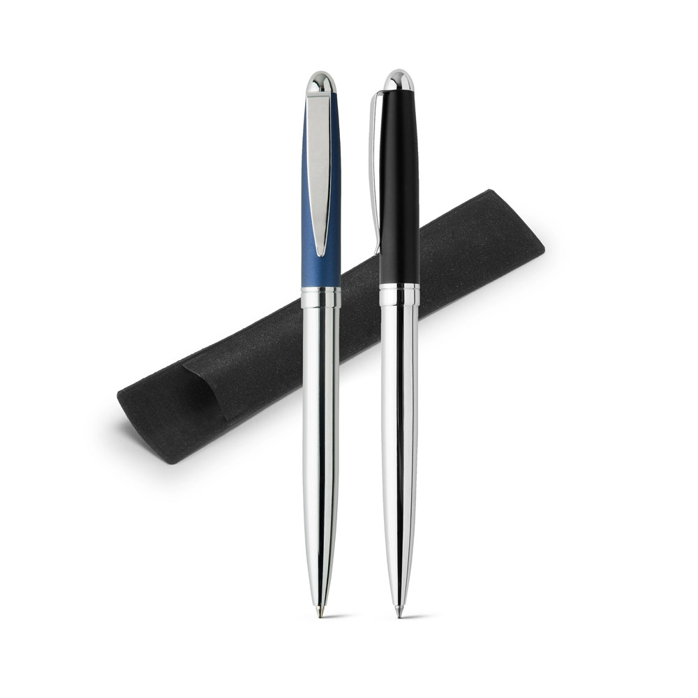 Caneta Esferográfica em metal e escrita em azul