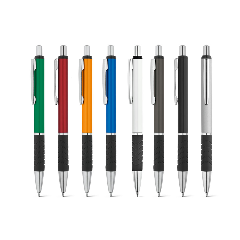 Caneta Esferográfica em alumínio com clipe de metal e grip