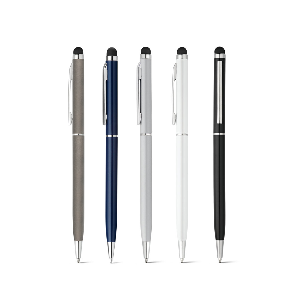 Caneta Esferográfica em alumínio com escrita em azul