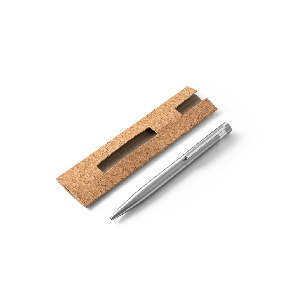 Caneta Esferográfica em 53% de aço inox reciclado com escrita em azul