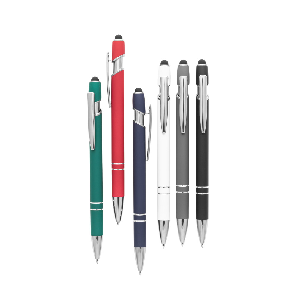 Caneta Esferográfica em alumínio com escrita em azul