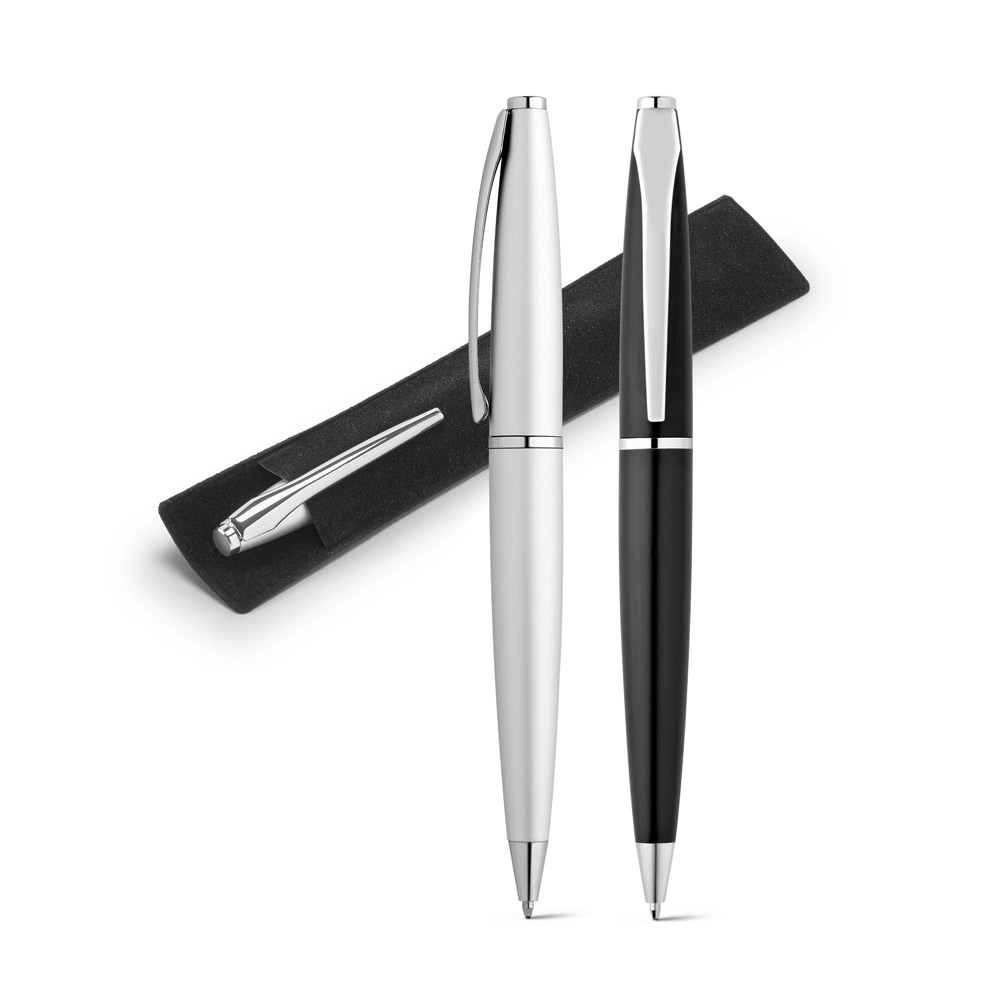 Caneta Esferográfica em metal com escrita em azul