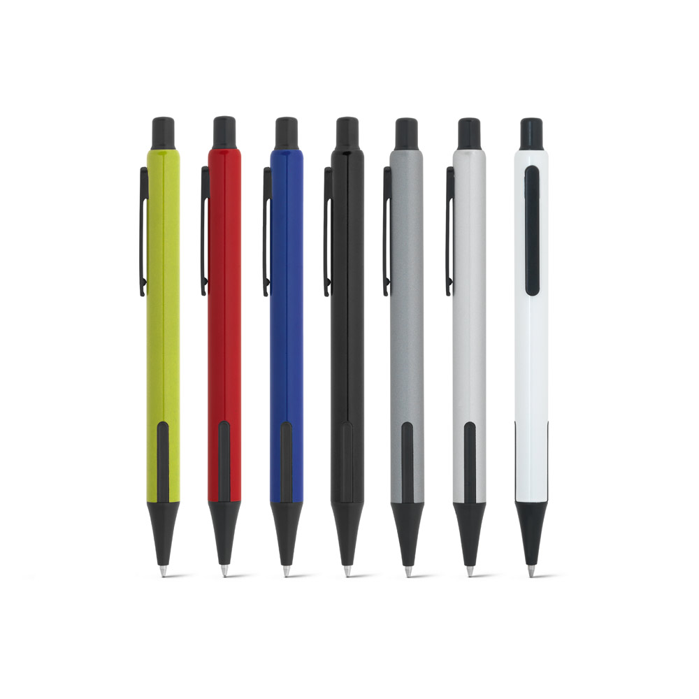 Caneta Esferográfica em alumínio com escrita em azul