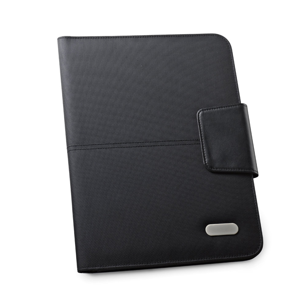 Pasta A4 em c. sintético e 1680D com bloco de 40 páginas pautadas