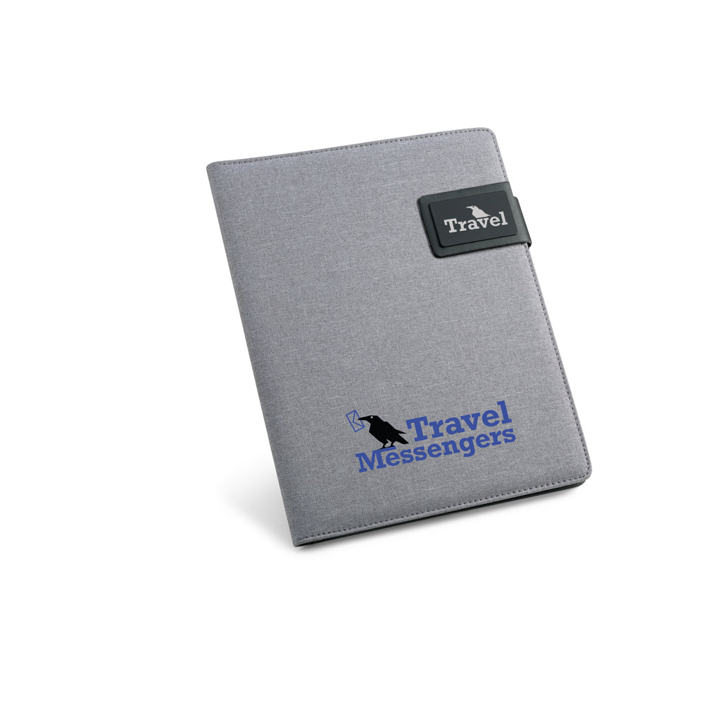 Pasta A5 em linho sintético e c. sintético com bloco de 40 páginas pautadas