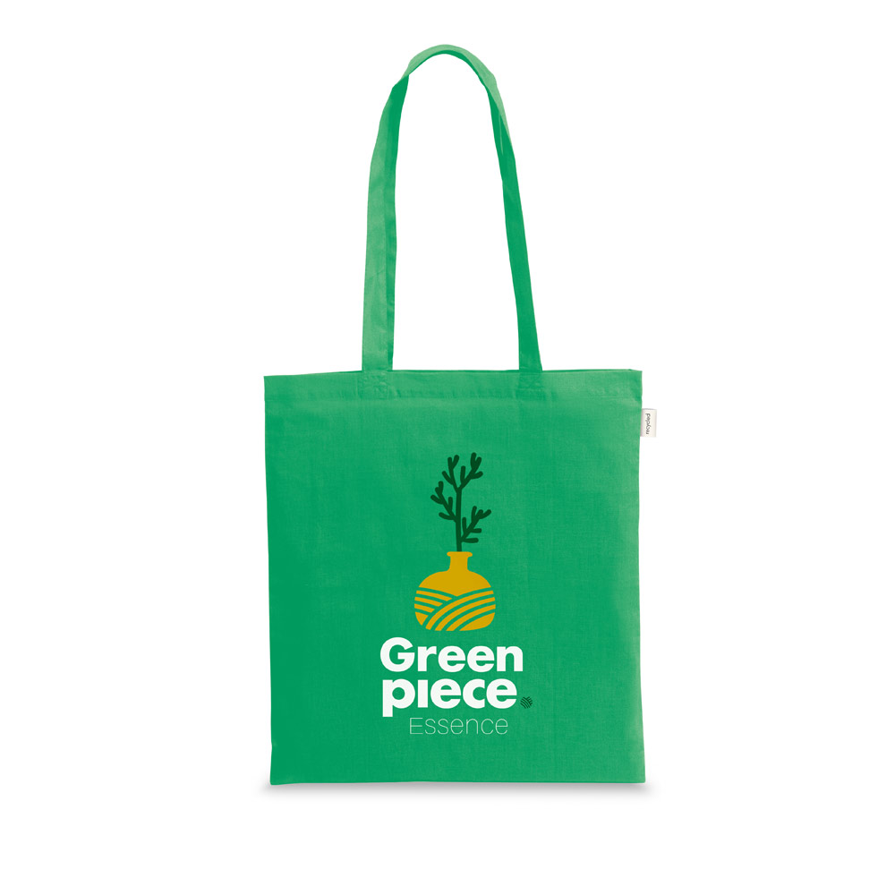 Sacola em 70% algodão reciclado e 30% poliéster reciclado (180 g/m²) sem tingimento