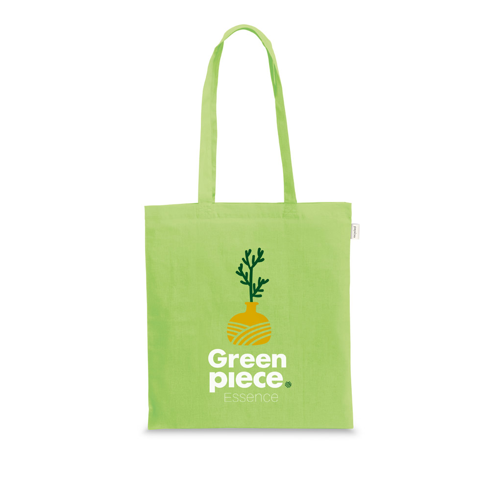 Sacola em 70% algodão reciclado e 30% poliéster reciclado (180 g/m²) sem tingimento