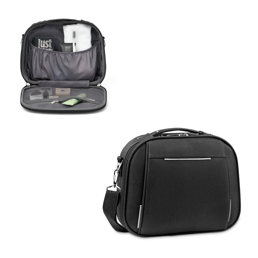 Mala de cosméticos em 600D e EVA com fecho duplo