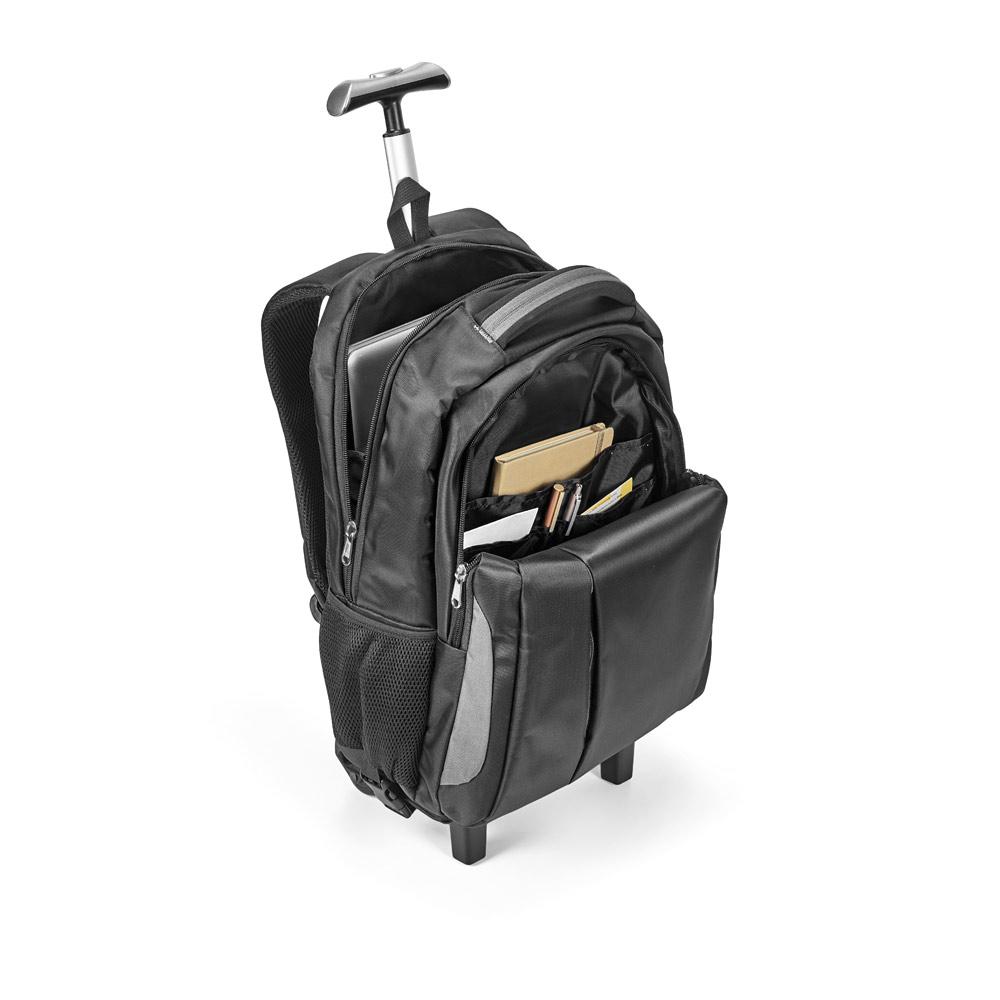 Mochila trolley para notebook 17'' em Nylon 999 impermeável com 2 rodas e sistema de proteção integrado 30 L