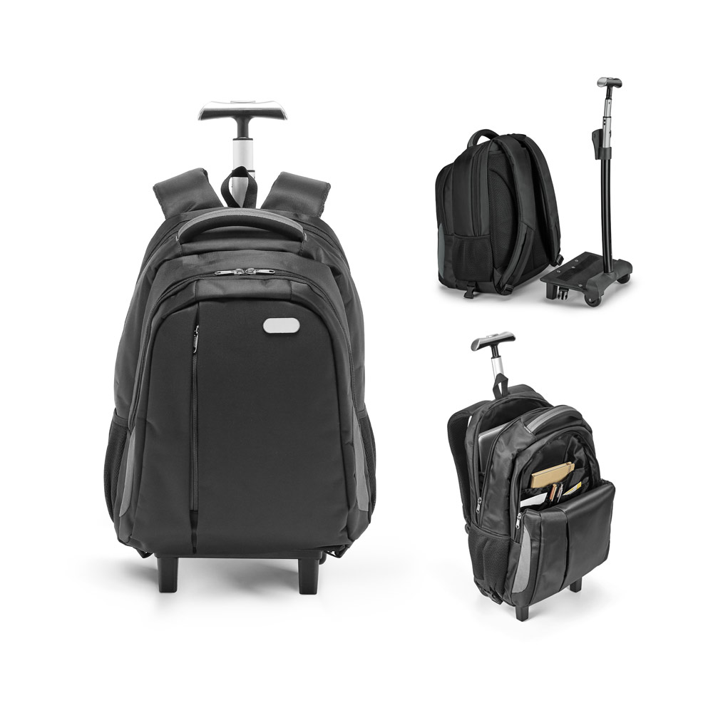 Mochila trolley para notebook 17'' em Nylon 999 impermeável com 2 rodas e sistema de proteção integrado 30 L