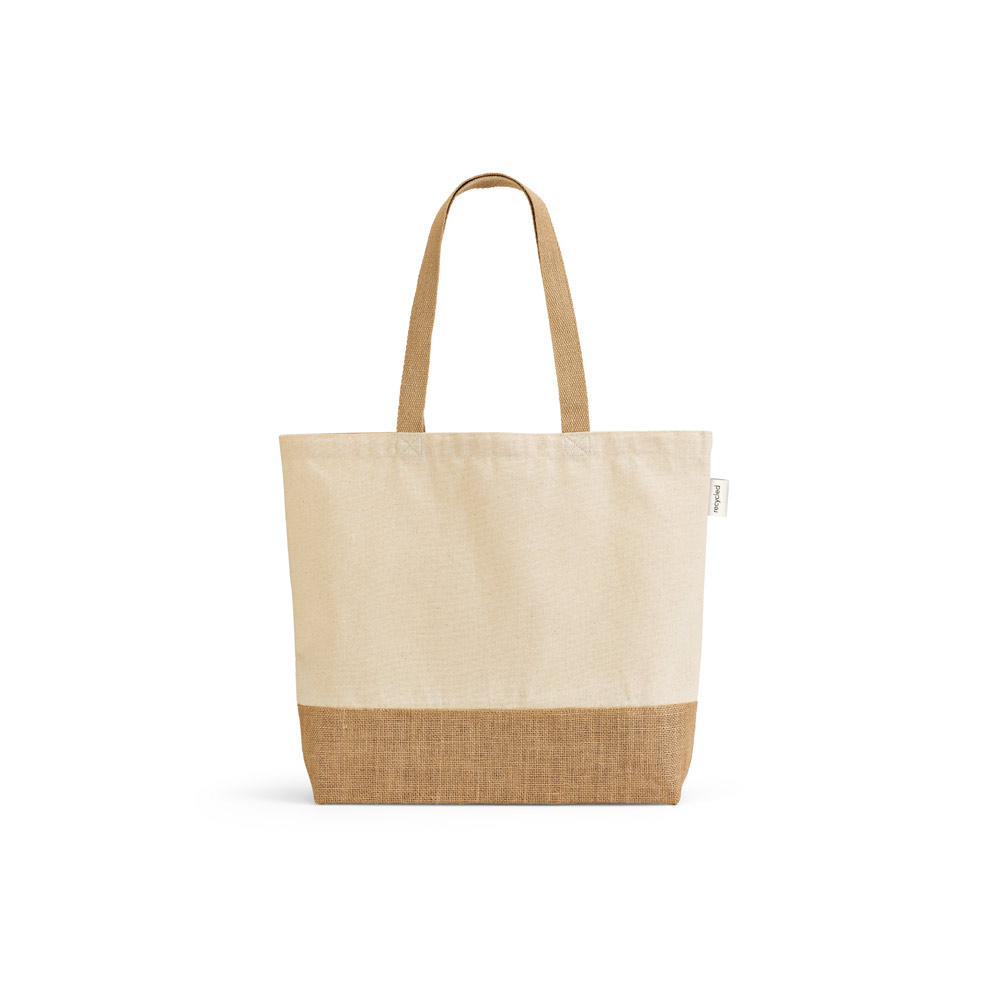 Sacola em 70% algodão reciclado e 30% poliéster reciclado (220 g/m²) com base em juta