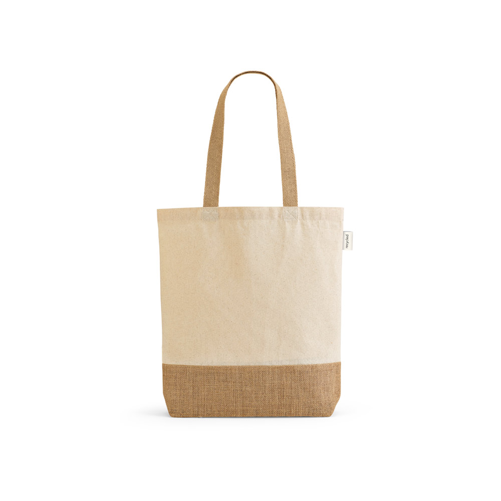Sacola em 70% algodão reciclado e 30% poliéster reciclado (180 g/m²) com base em juta