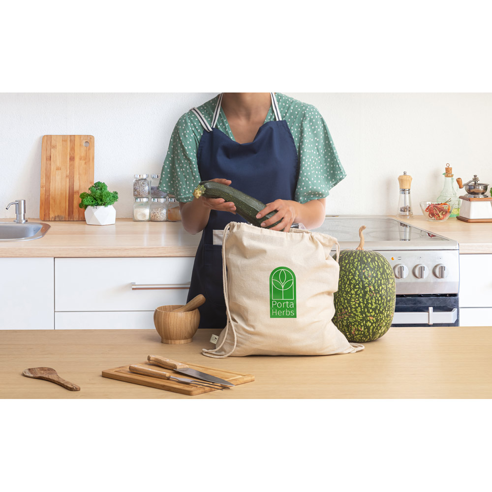 Sacola tipo mochila 100% algodão orgânico (140 g/m²)