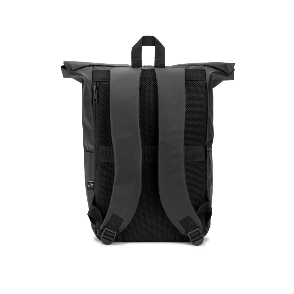 Mochila "Roll top" com design em sistema de fecho que permite enrolar a parte superior em poliéster reciclado 600D de alta densidade com revestimento resistente á água 20 L