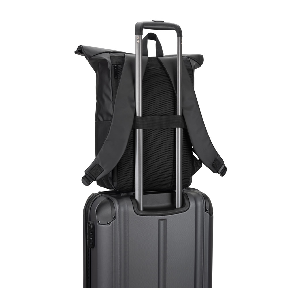 Mochila "Roll top" com design em sistema de fecho que permite enrolar a parte superior em poliéster reciclado 600D de alta densidade com revestimento resistente á água 20 L