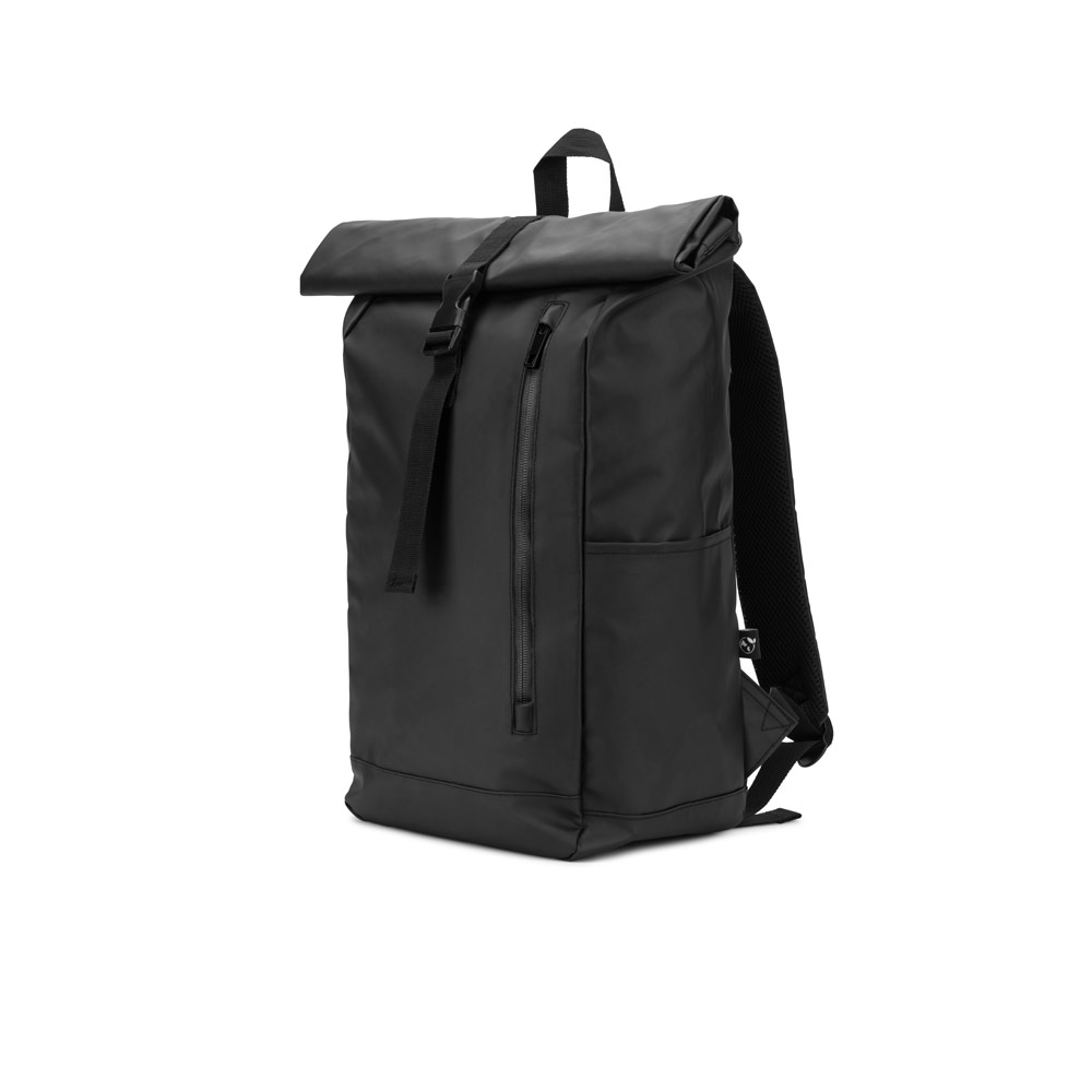 Mochila "Roll top" com design em sistema de fecho que permite enrolar a parte superior em poliéster reciclado 600D de alta densidade com revestimento resistente á água 20 L