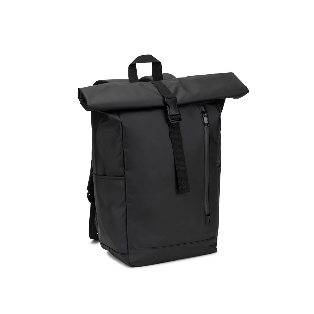Mochila "Roll top" com design em sistema de fecho que permite enrolar a parte superior em poliéster reciclado 600D de alta densidade com revestimento resistente á água 20 L