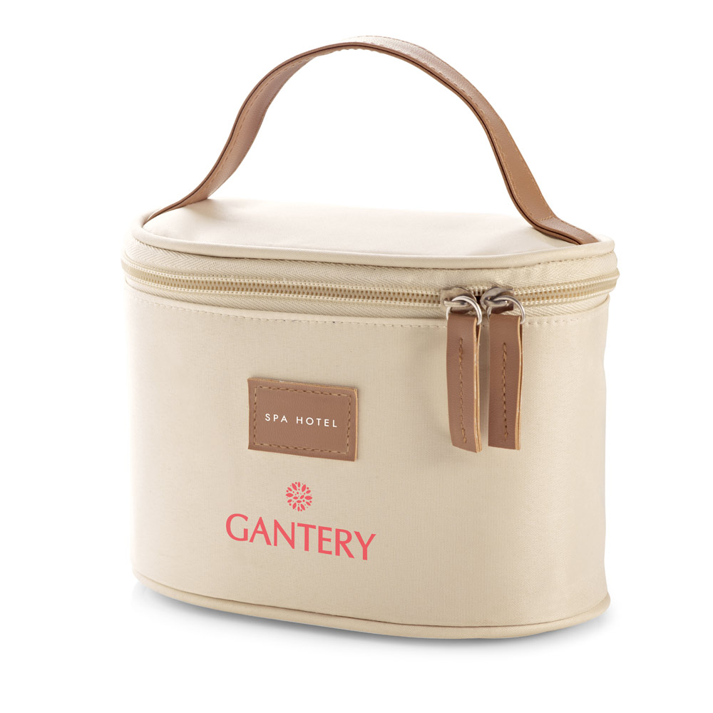 Bolsa de cosméticos em microfibra com detalhe em c.sintético