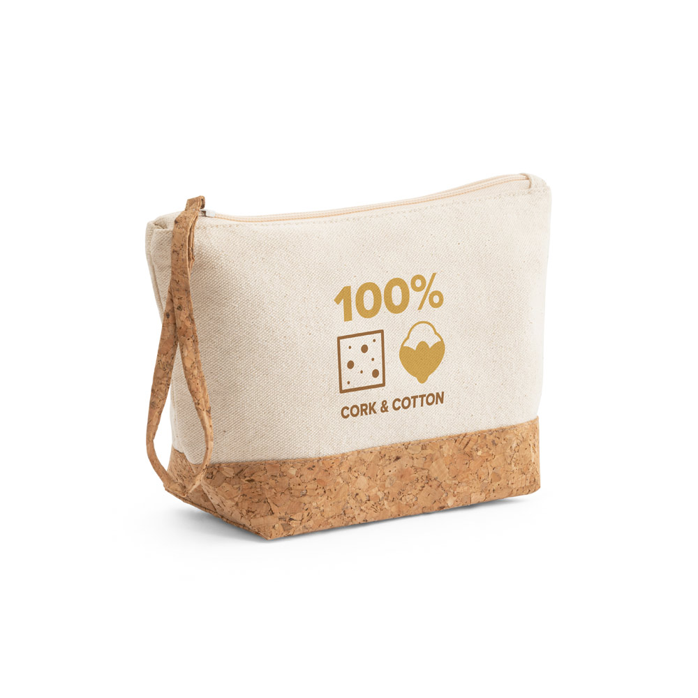 Bolsa de cosméticos em 100% de algodão e cortiça (280 g/m²)