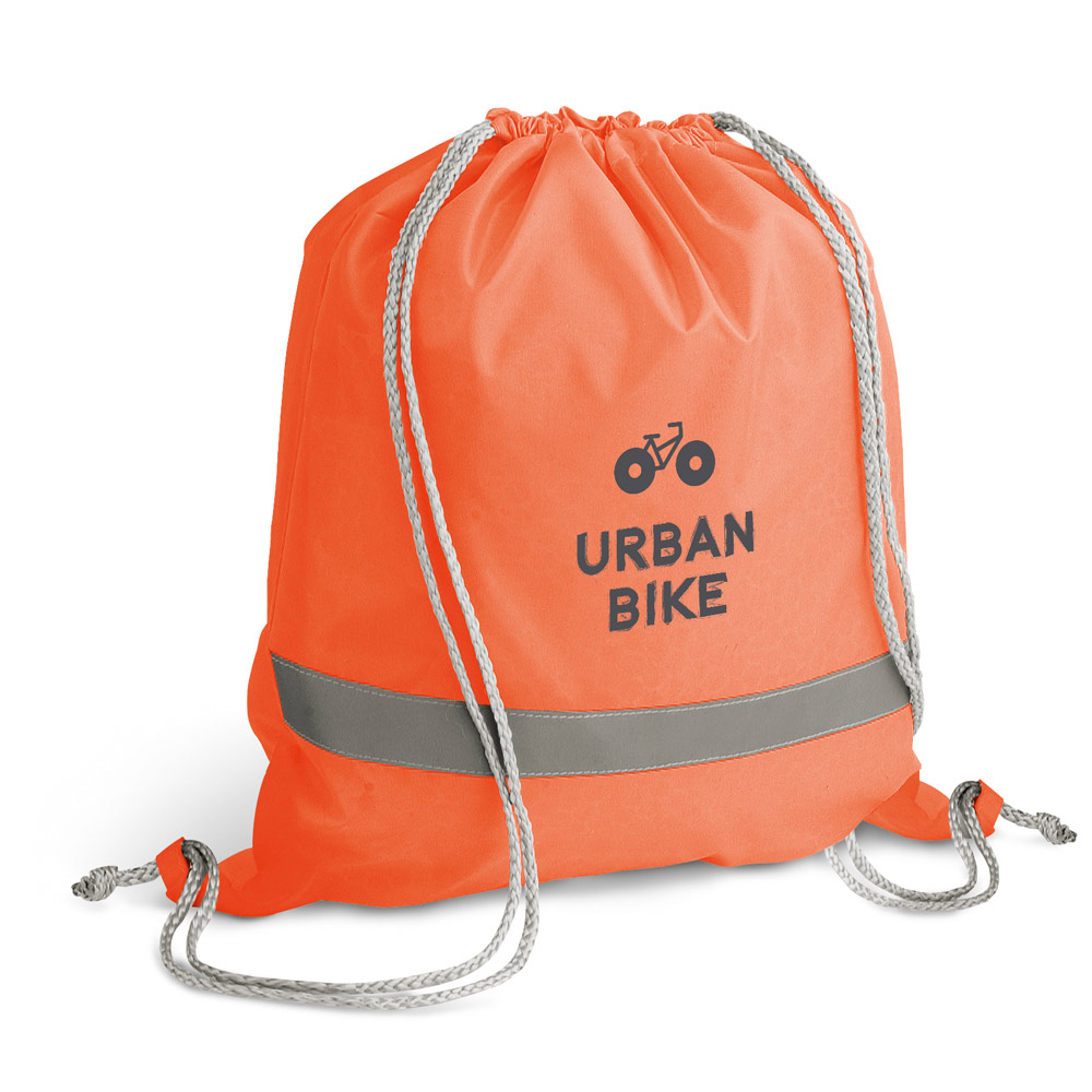 Saco tipo mochila em 210D com elementos refletores