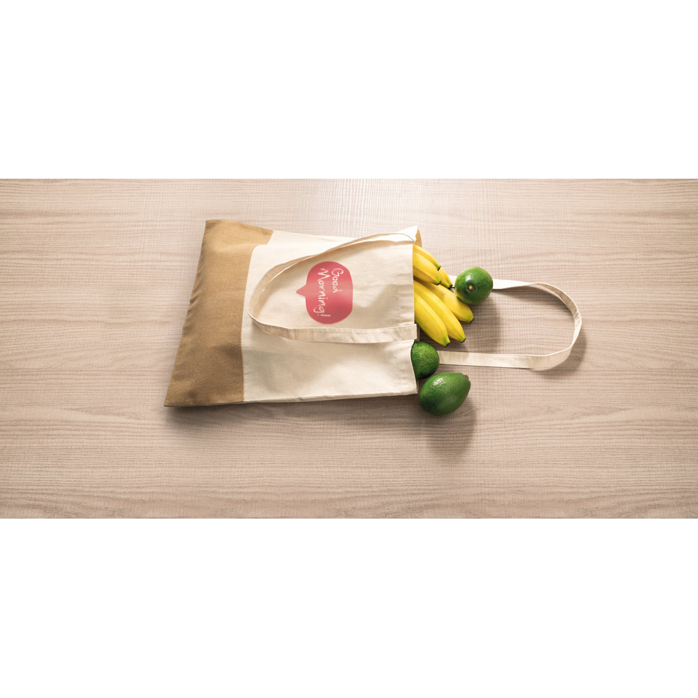 Sacola 100% algodão (160 g/m²) com detalhes em imitação de juta