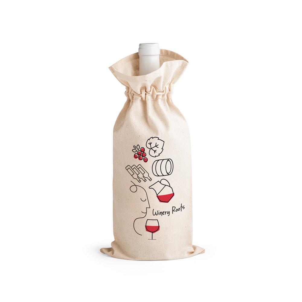 Sacola para garrafa em 100% algodão (180 g/m²)