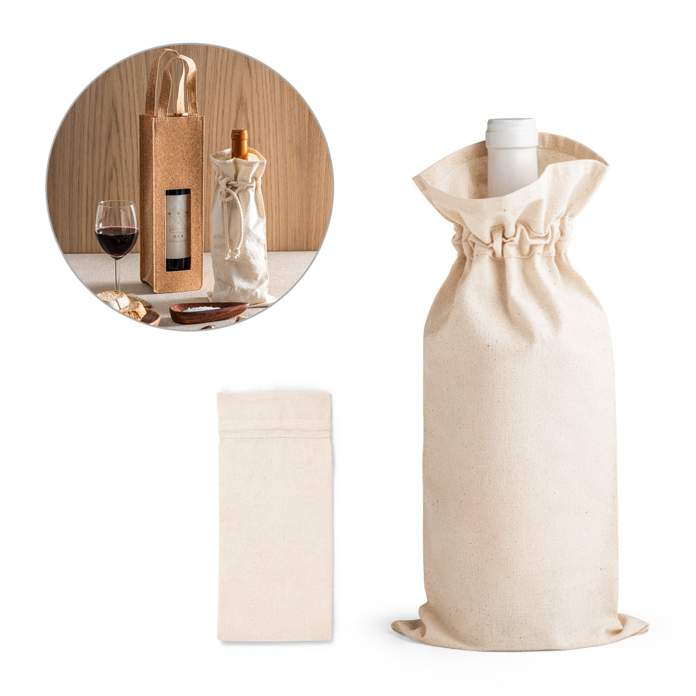 Sacola para garrafa em 100% algodão (180 g/m²)