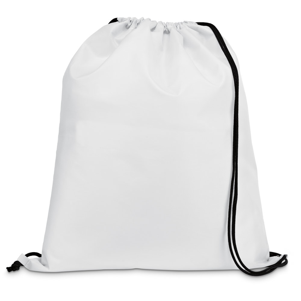 Sacola tipo mochila em 210D com cordões em preto