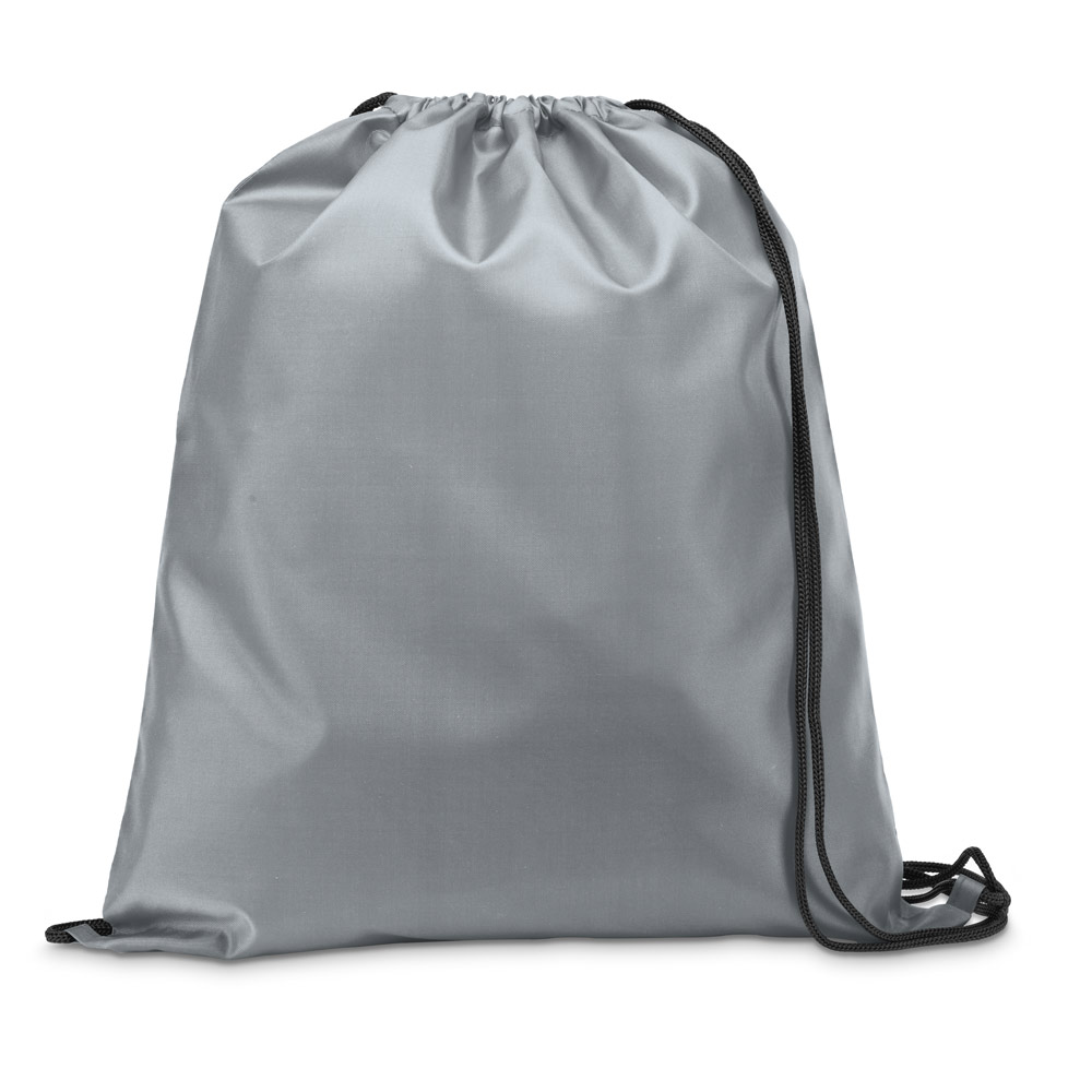 Sacola tipo mochila em 210D com cordões em preto