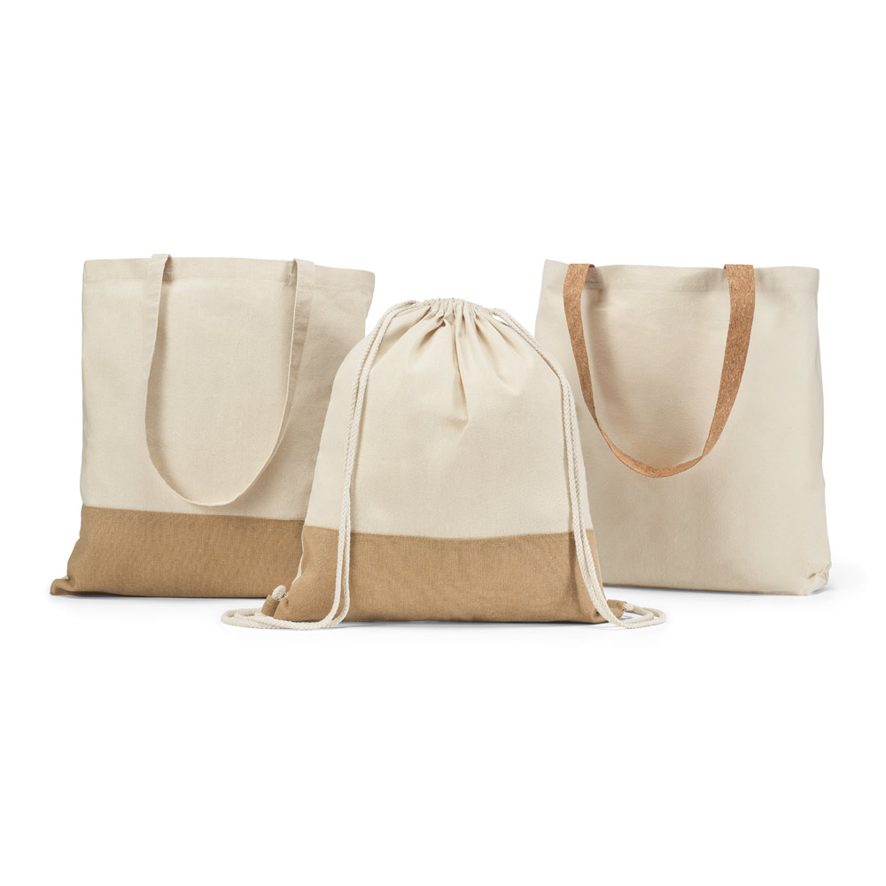 Sacola tipo mochila 100% algodão (160 g/m²)