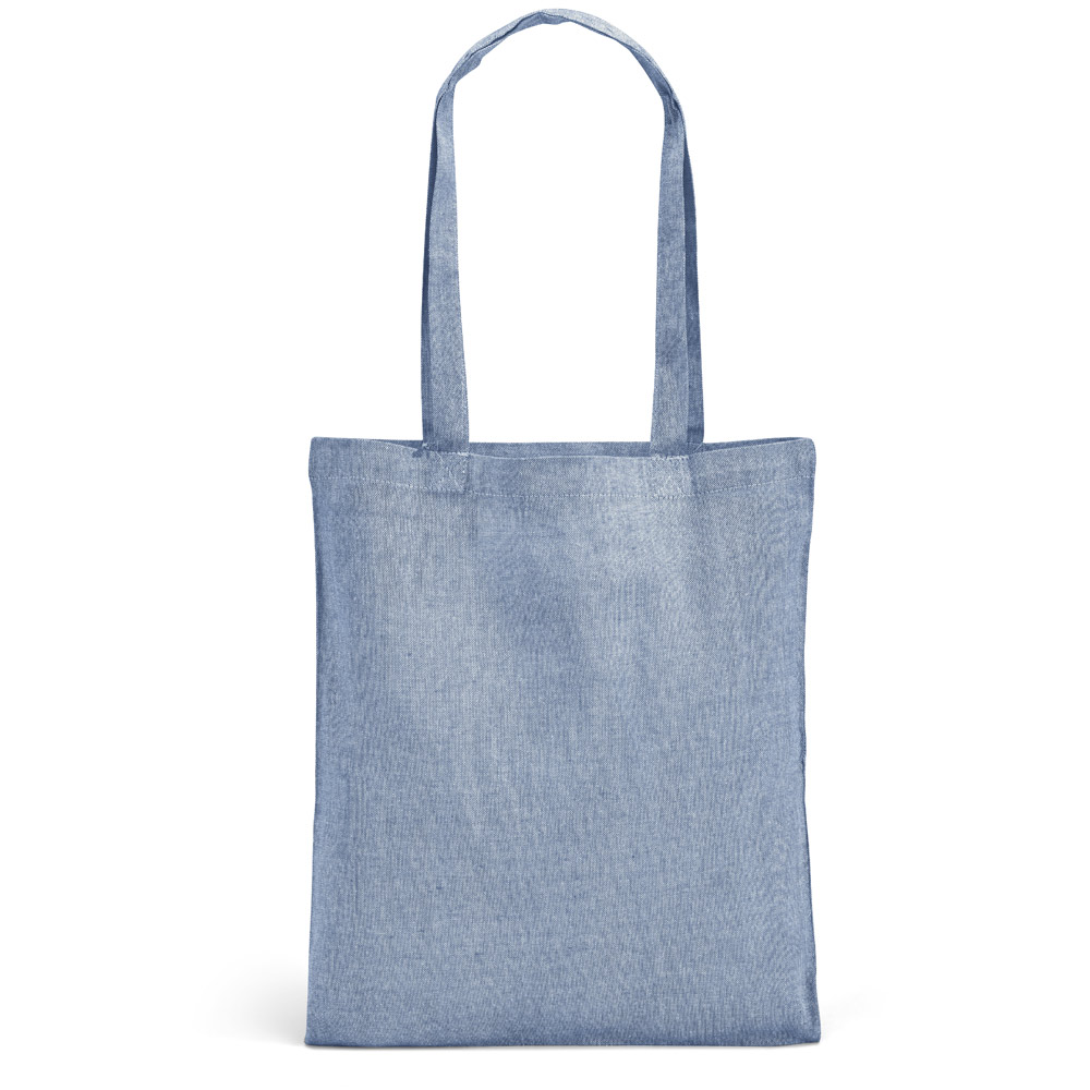 Sacola dobrável em 70% algodão reciclado e 30% poliéster reciclado (140 g/m²) sem tingimento