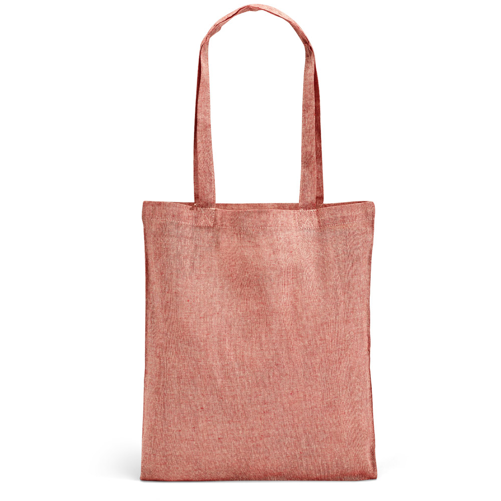 Sacola dobrável em 70% algodão reciclado e 30% poliéster reciclado (140 g/m²) sem tingimento