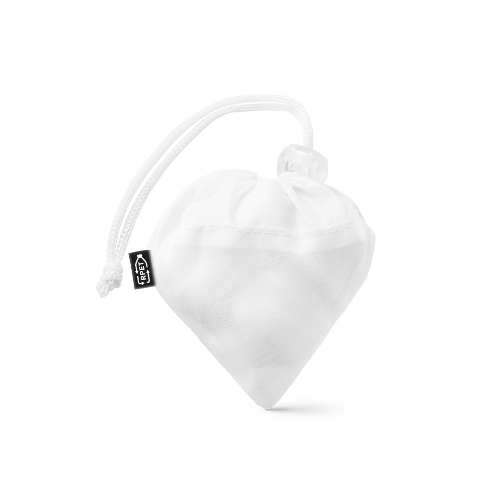 Sacola dobrável 100% rPET com bolso em 100% poliéster reciclado 190T