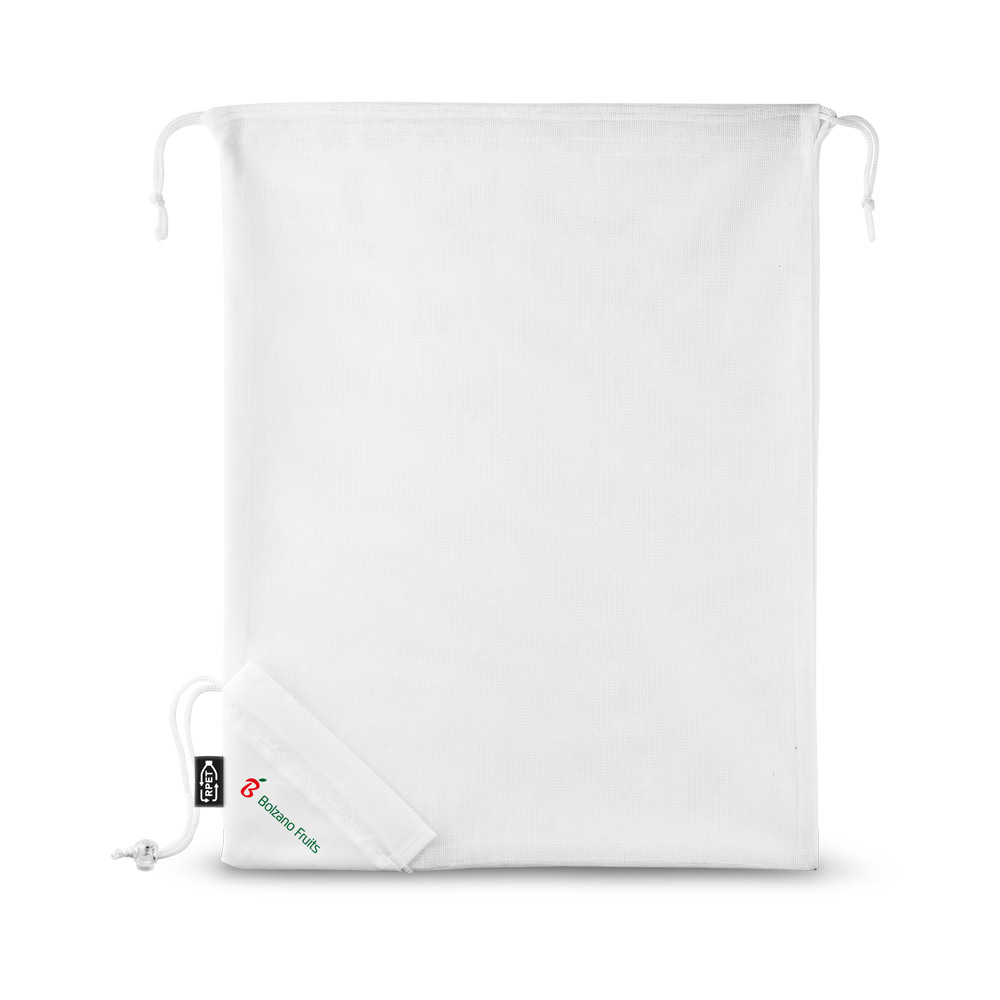 Sacola dobrável 100% rPET com bolso em 100% poliéster reciclado 190T