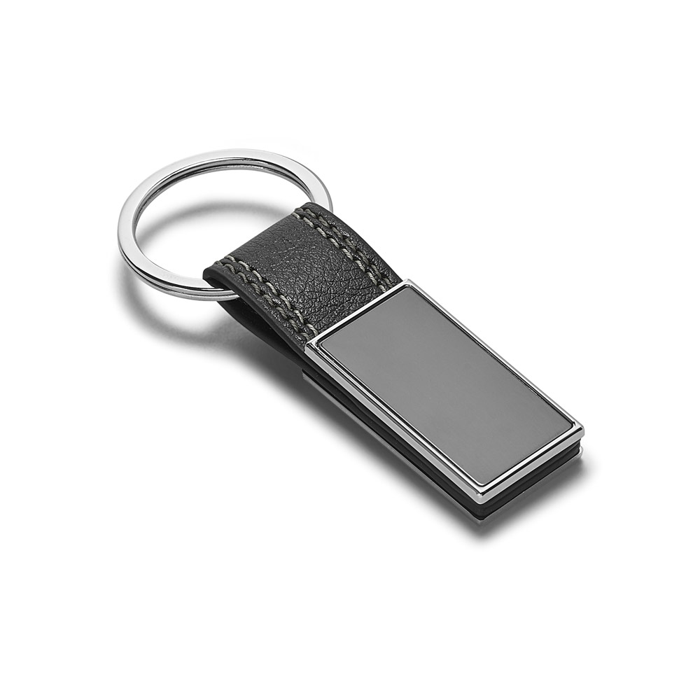 Chaveiro em couro sintético e metal