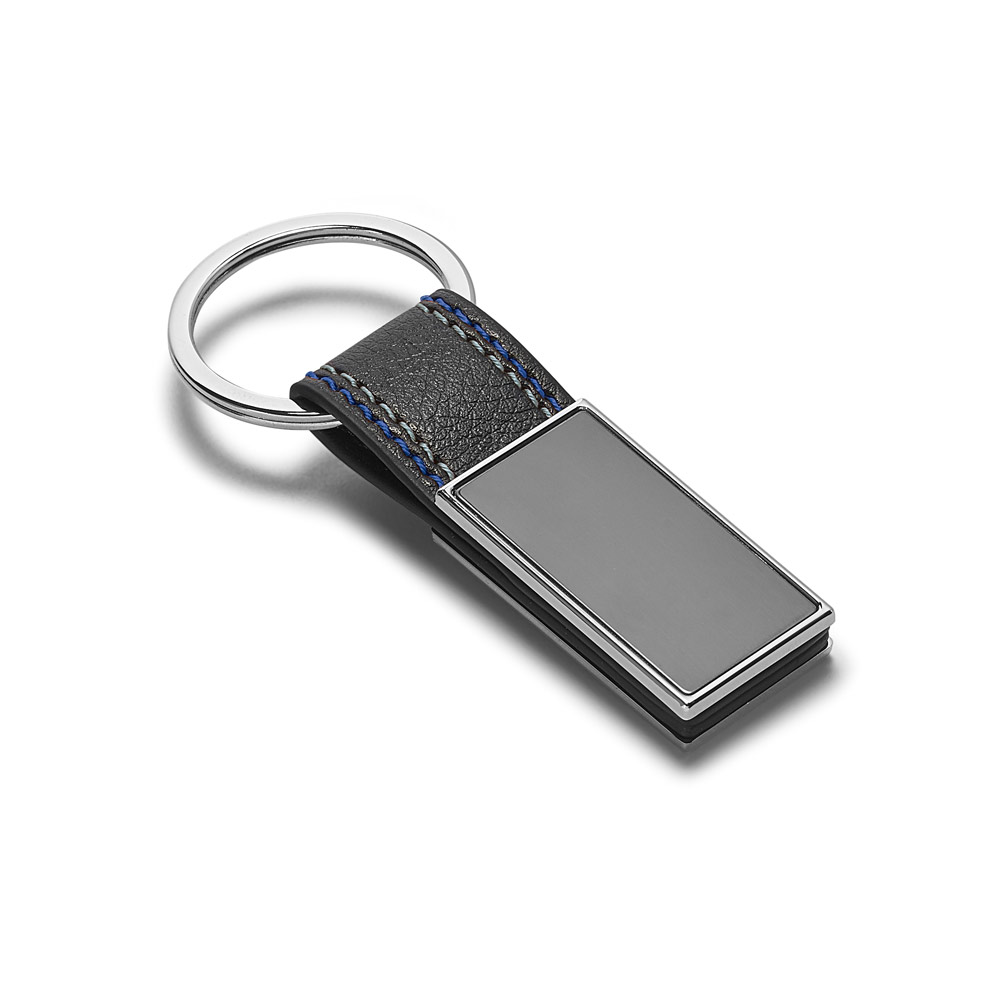 Chaveiro em couro sintético e metal