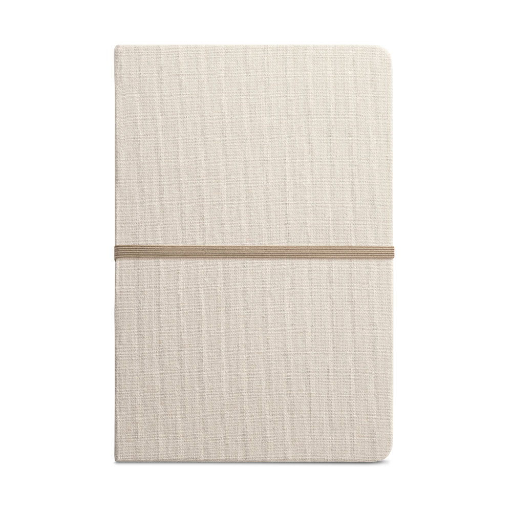 Caderno A5 em linho de capa dura com 192 páginas pautadas (230 g/m²)