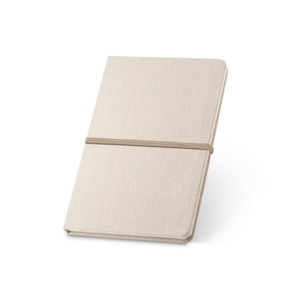 Caderno A5 em linho de capa dura com 192 páginas pautadas (230 g/m²)