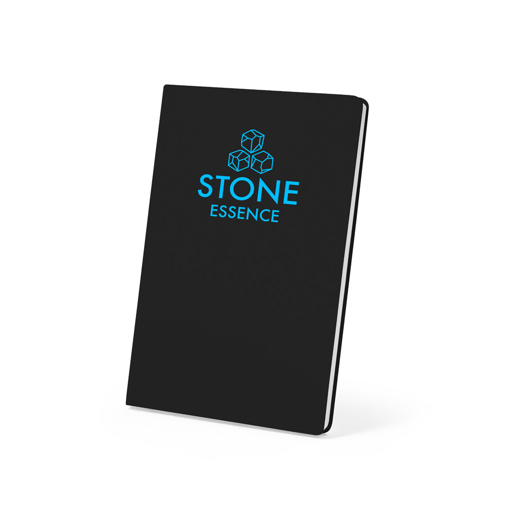 Caderno A5 resistente à água em papel pedra com 128 páginas pautadas (120g/m²)