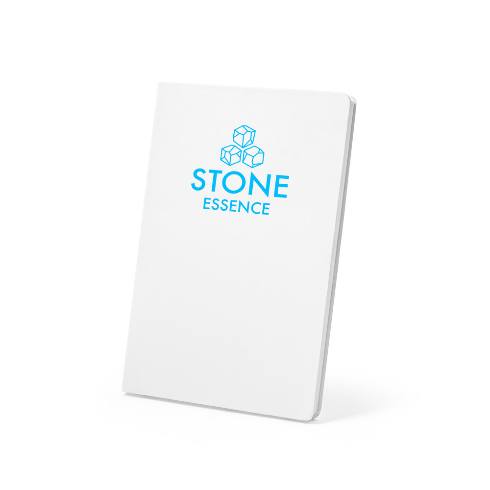 Caderno A5 resistente à água em papel pedra com 128 páginas pautadas (120g/m²)